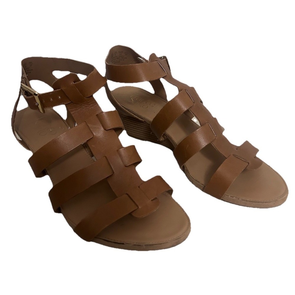 Franco Sarto Women's Size 10 M Brown Gladiator Strappy Wedge Deena Sandals SB-S9